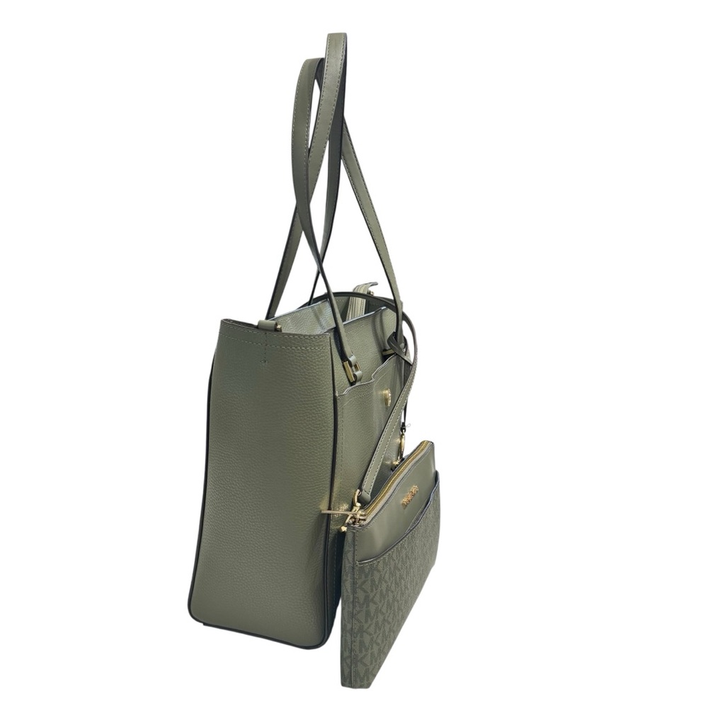 Michael Kors - Maisie Large Pebbled Leather 2-in-1 Tote Bag - Army Green - Picture 3 of 13